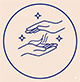 Icono azul circular tachado que muestra una mano con irritación, indicando protección contra el picor y sensibilidad cutánea.